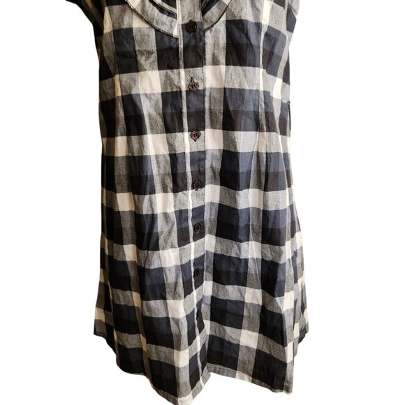 Y2K Vintage Ruffle Button Down Mini Checkered Shirt Dress Jrs Medium - Picture 7 of 9